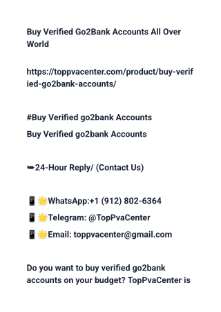 Buy Verified Go2Bank Accounts All Over World