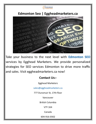 Edmonton Seo  Eggheadmarketers.ca