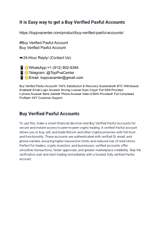 It is Easy way to get a Buy Verified Paxful Accounts