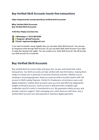 Buy Verified Skrill Accounts hassle-free transactions