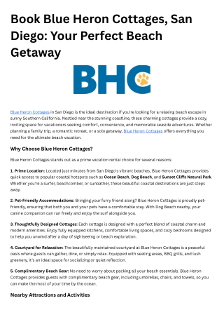 1. Book Blue Heron Cottages, San Diego Your Perfect Beach Getaway