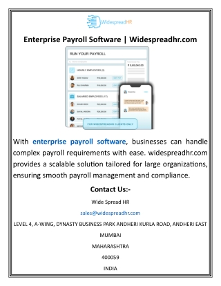 Enterprise Payroll Software Widespreadhr