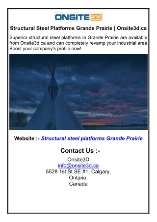 Structural Steel Platforms Grande Prairie  Onsite3dca