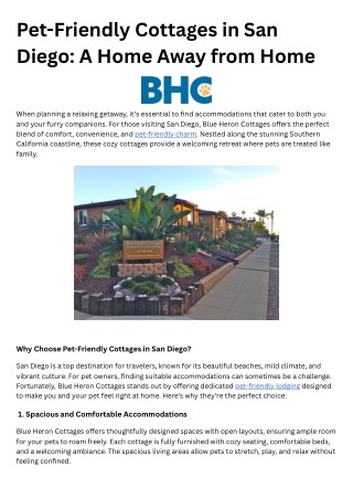 7. Pet-Friendly Cottages in San Diego A Home Away from Home