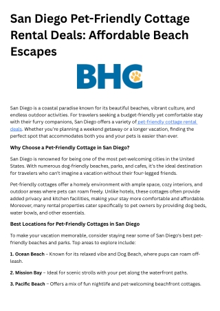 8. San Diego Pet-Friendly Cottage Rental Deals Affordable Beach Escapes