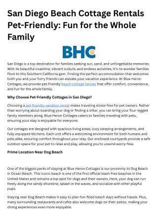 9. San Diego Beach Cottage Rentals Pet-Friendly Fun for the Whole Family