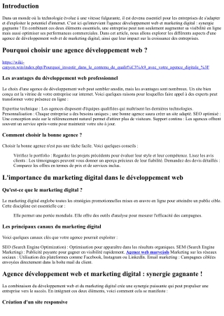 Agence développement web et marketing digital : synergie gagnante !