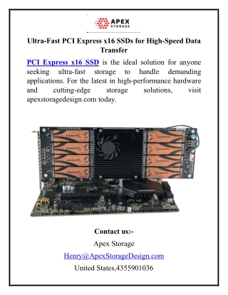 Ultra-Fast PCI Express x16 SSDs for High-Speed Data Transfer