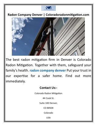 Radon Company Denver  Coloradoradonmitigation