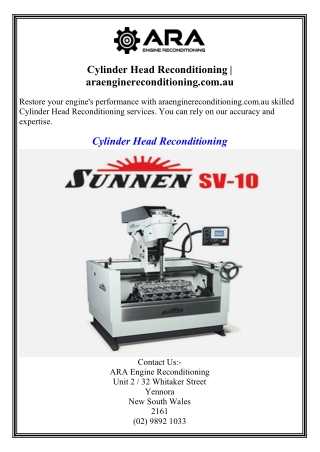 Cylinder Head Reconditioning  araenginereconditioning.com.au