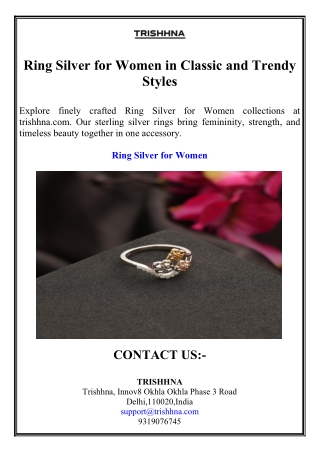 Ring Silver for Women in Classic and Trendy Styles