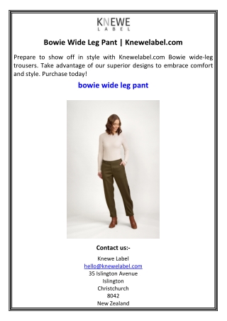 Bowie Wide Leg Pant | Knewelabel.com