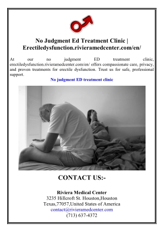 No Judgment Ed Treatment Clinic  Erectiledysfunction.rivieramedcenter.comen