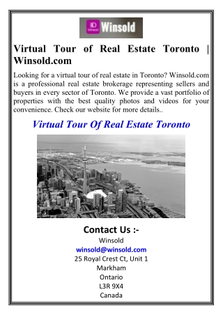 Virtual Tour of Real Estate Toronto | Winsold.com