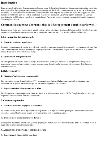 Comment les agences abordent-elles le développement durable sur le web ?