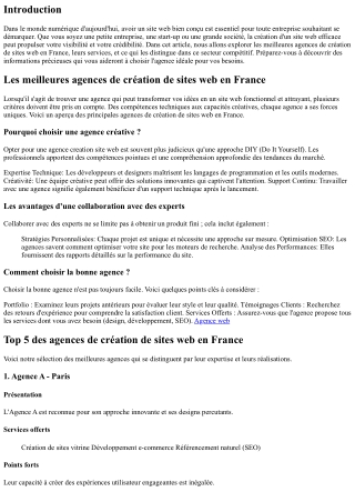 Les meilleures agences de création de sites web en France