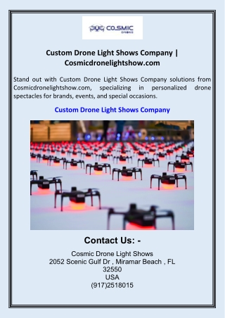 Custom Drone Light Shows Company  Cosmicdronelightshow.com
