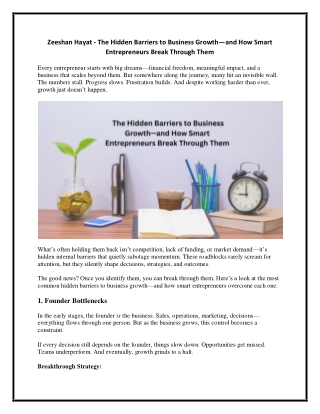 Zeeshan Hayat - The Hidden Barriers to Business Growth—and How Smart Entrepreneurs Break Through Them