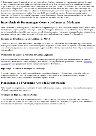 Desmontagem cama Sorocaba rápida e segura para sua mudança hoje mesmo