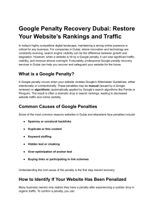 google penalty recovery dubai