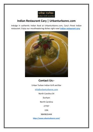 Indian Restaurant Cary | Urbanturbannc.com
