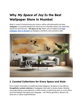 Why My Space of Joy Is the Best Wallpaper Store in Mumbai
