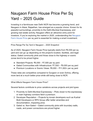 Naugaon Farm House Price Per Sq Yard – 2025 Guide