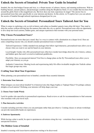 Private Tour Guide in Istanbul | Explore Istanbul with a Local Expert