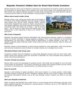 Boquete: Panama's Hidden Gem for Smart Real Estate Investors
