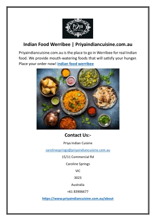 Indian Food Werribee | Priyaindiancuisine.com.au