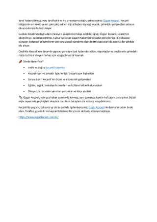 Kocaeli’nin Güvenilir Haber Kaynağı – Özgür Kocaeli