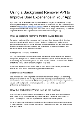 Using a Background Remover API to Improve User Experience in Your App