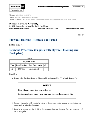 Caterpillar Cat CB-334E, CB-335E Vibratory Compactor (Prefix C5F) Service Repair Manual Instant Download