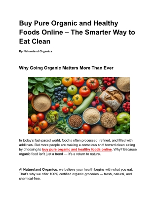 Buy Pure Organic and Healthy Foods Online – The Smarter Way to Eat Clean