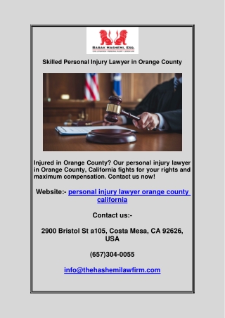 Skilled Personal Injury Lawyer in Orange County