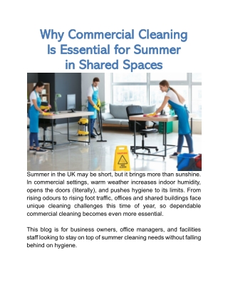 Why Commercial Cleaning Is Essential for Summer in Shared Spaces