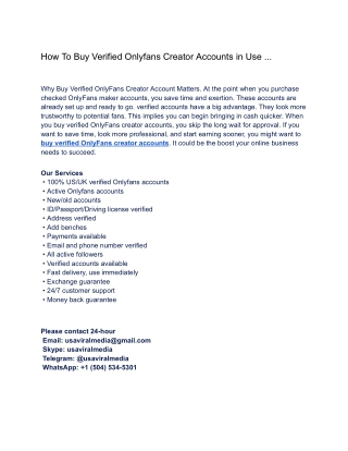 Buy Verified OnlyFans Creator Accounts – Jumpstart Your Success
