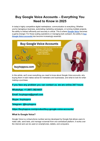 Buy Google Voice Accounts – Everything You Need to Know in 2025