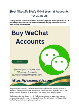 Best Sites;To B_u_y O-l-d Wechat Accounts –A 2025-26