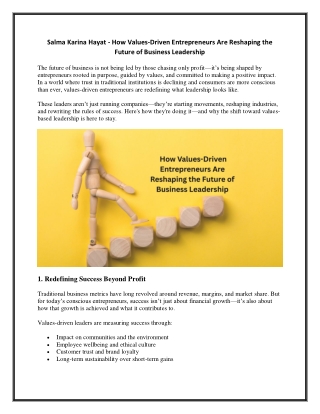Salma Karina Hayat - How Values-Driven Entrepreneurs Are Reshaping the Future of Business Leadership