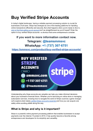 Buy Verified Stripe Accounts That Are Fully Configured