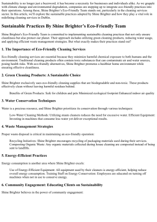 Sustainable Practices By Shine Brighter’s Eco-Friendly Team