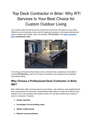 Top Deck Contractor in Brier_ Why RTI Services Is Your Best Choice for Custom Outdoor Living