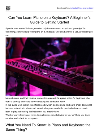 Can You Learn Piano On A Keyboard?
