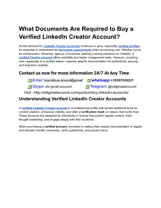 What Documents Are Required to Buy a Verified LinkedIn Creator Account
