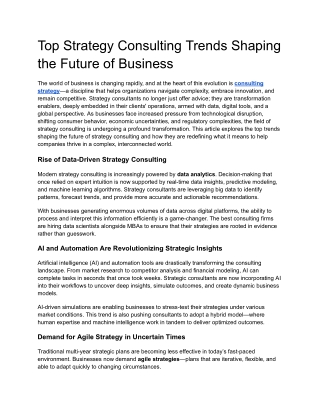 Top Strategy Consulting Trends Shaping  the Future of Business