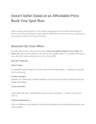 Desert Safari Dubai at an Affordable Price Book Your Spot Now