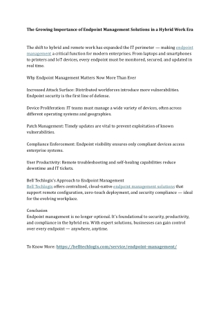 The Growing Importance of Endpoint Management Solutions in a Hybrid Work Era