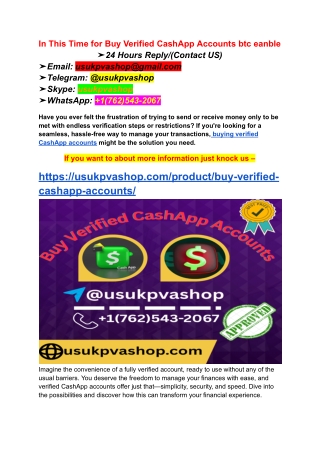 In This Time for Buy Verified CashApp Accounts btc eanble