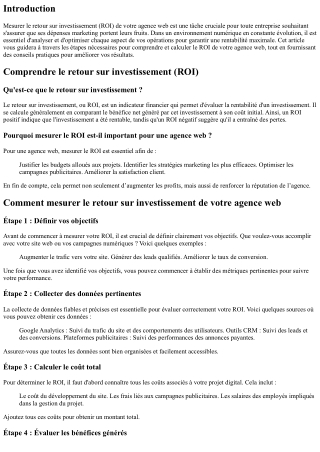 Comment mesurer le retour sur investissement de votre agence web